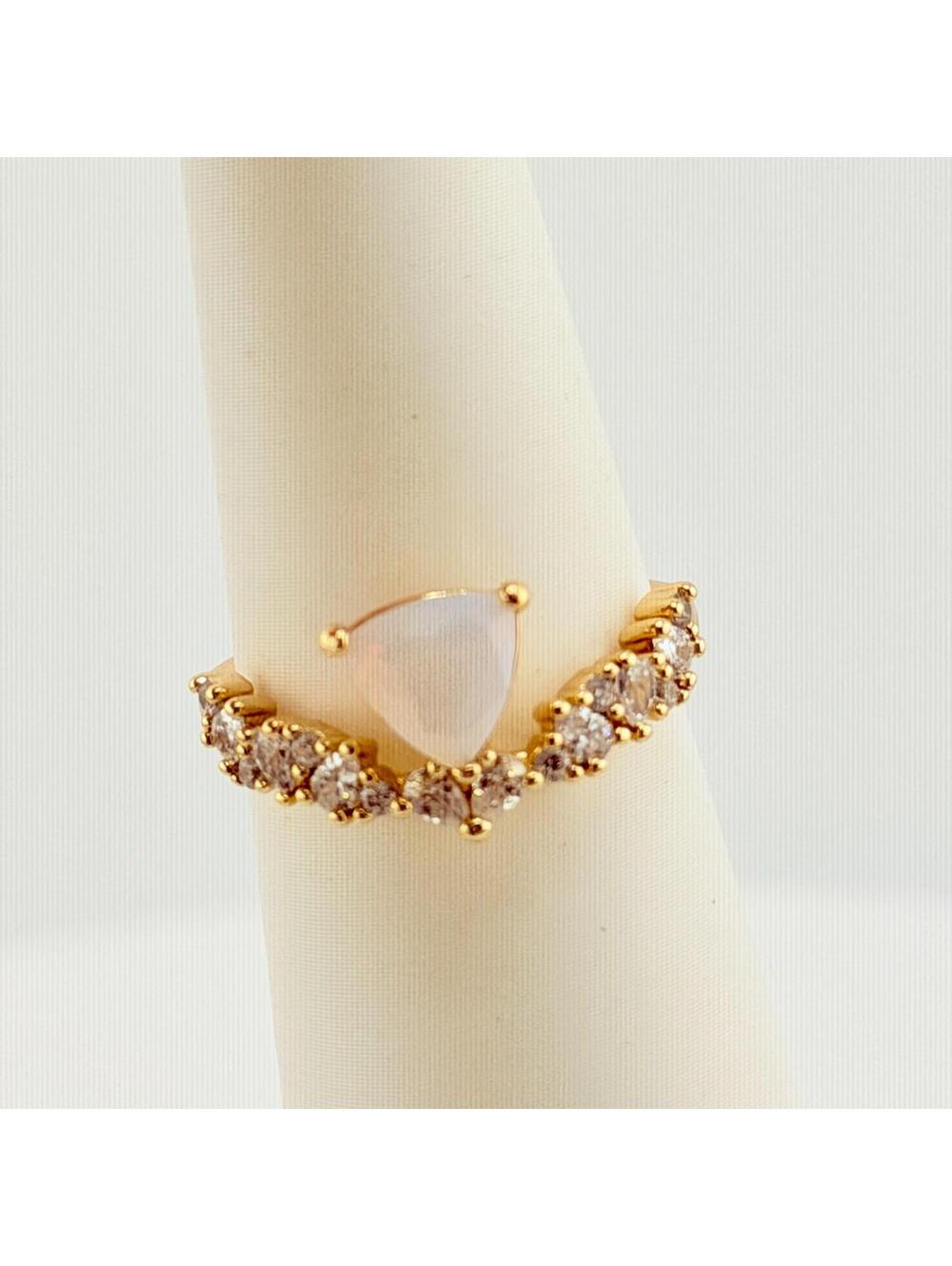 Bomb Party Ring Sz 9 "CEO Chic" Moonstone on Yellow Gold RG25349